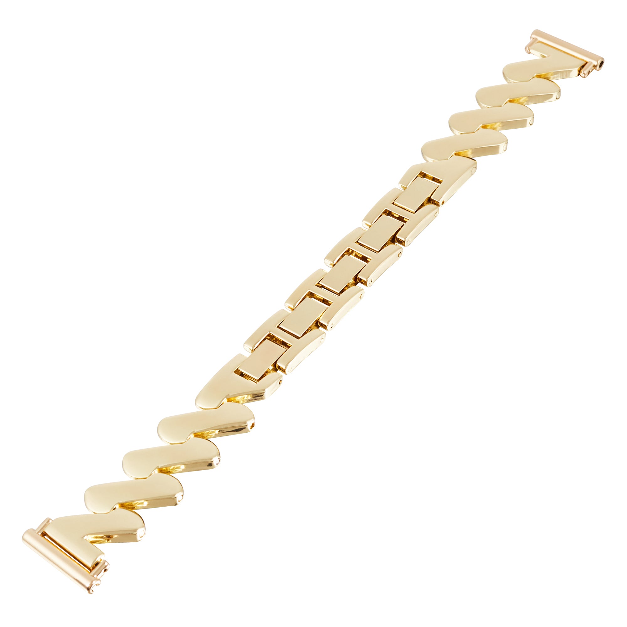 For Samsung Galaxy Watch6 40mm 44mm / Garmin Venu Watch Band 20mm Wave Zinc Alloy Strap - Gold For Samsung Galaxy Watch6 40mm 44mm / Garmin Venu Watch Band 20mm Wave Zinc Alloy Strap - Gold